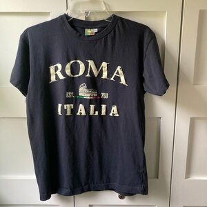 Graphic Navy Cotton Roma Italia T-Shirt